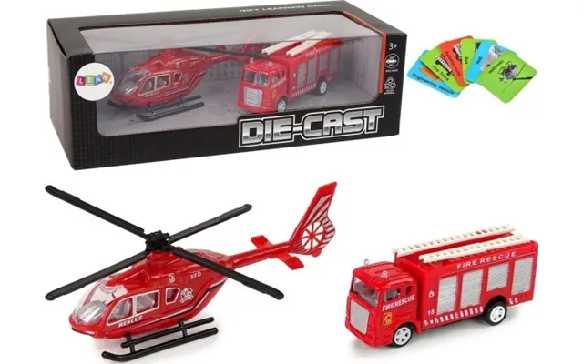 Leantoys Autek Brand- Og Slukningshelikopter Sæt Rød