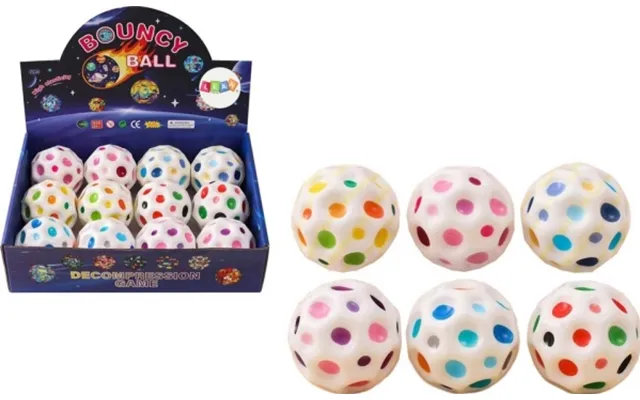 Leantoys Kosmisk Bold Til At Hoppe Trykke Rotere Med Fordybninger Hvid 7 Cm