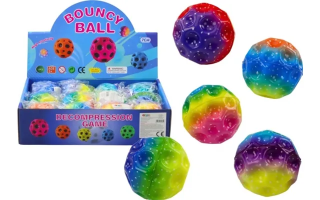 Leantoys Lysende Hoppebold Med Fordybninger Farverig 7 Cm