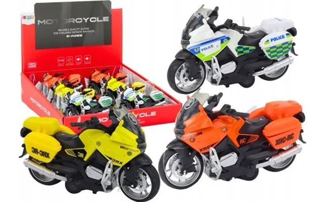 Leantoys Sportmotorcykel Med Beskyttelse - 3 Mønstre Gul Orange Hvid