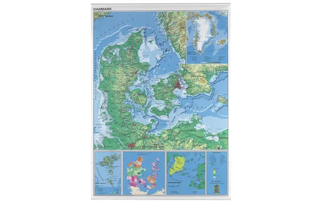 Plakat Danmarkskort 97x137 Cm Lamineret