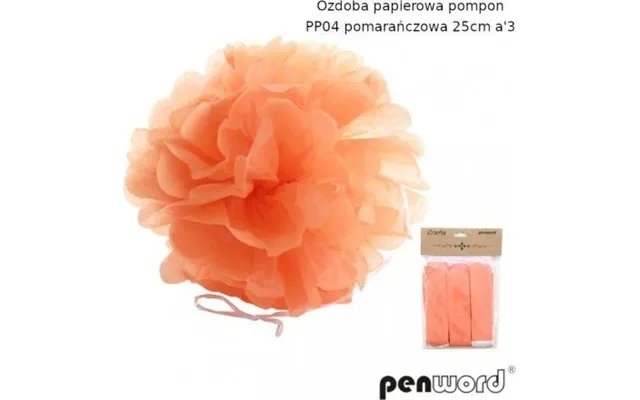 Polsirhurt Orange Papirpompon 25cm Pp04