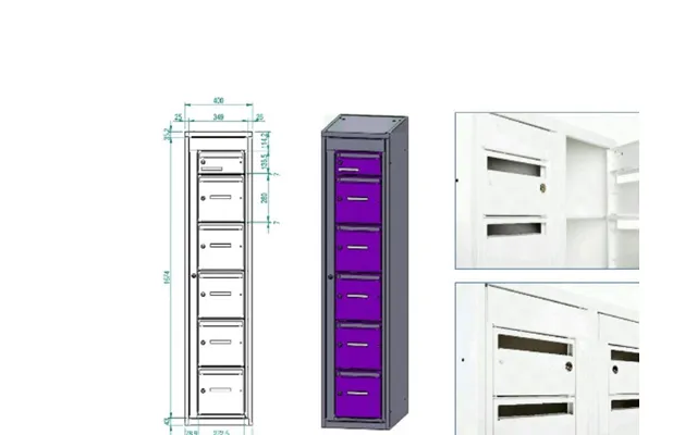 Postsorteringsskab 1x6 Rum Grå Dør D 400 Mm