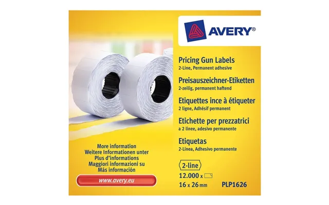 Prisetiket Avery Plp1626 Hvid 26x16 Mm Permanent Klæbende - 12