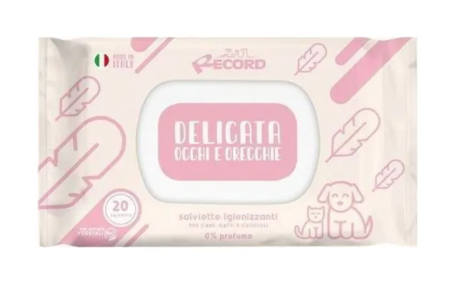 Record Italy Record Øjen- Og Øreservietter 20 Stk Antibakterielle Til Hunde - Katte Og Hvalpe