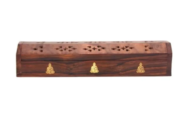 Sattva Ayurveda Røgelsesæske I Træ Buddha Røgelsesæske Med Buddha-motiv