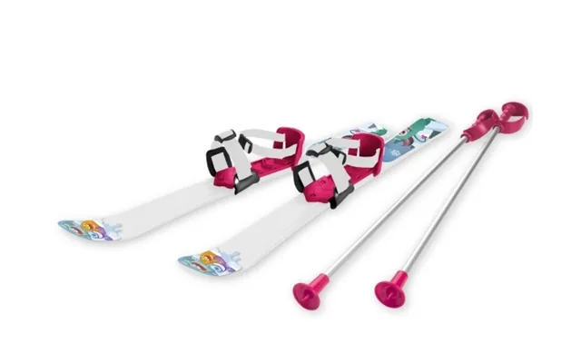 Ski Til Børn 90 Cm Med Skistave - Hvid Pink