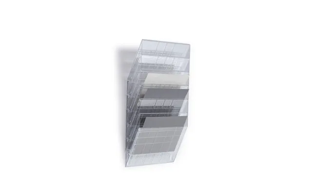 Skråfag Durable Flexiboxx, 6 Bakker, A4, Liggende, Transparent - Til Vægmontering