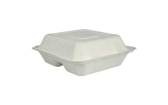 Takeaway Boks, Abena Gastro, 22,3x20x7,8cm, 416 Ml, Hvid, Sukkerrør, 3-rums, 88ml 88ml 240ml - 4 Stk