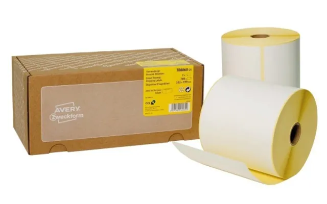 Termoetiketter Avery Td8060-25 Hvid 103x199 Mm Permanent, Direkte Termisk - 2 Ruller