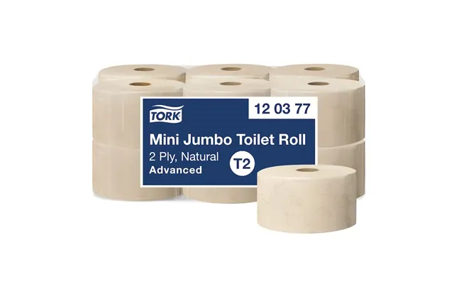 Toiletpapir Tork T2 Mini Jumbo 2-lags Natur - 12 Ruller Pr. Karton