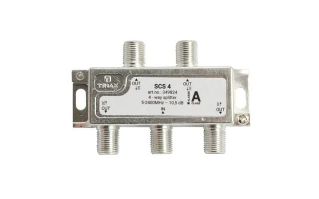 Triax Scs 4, Kabelfordeler, 75 Ohm O , 5 - 2400 Mhz, Sølv, Hvid, Hunstik Hunstik, 11,5 Db