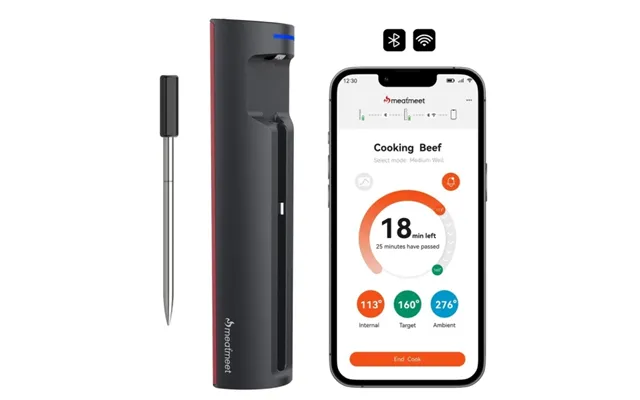 Wozinsky Smart Køkkentermometer Meatmeet Pro Med Bluetooth Wifi Til Grill, Ovn Og Rygeovn - Sort