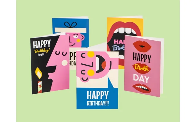 Fødselsdagskort Happy Birthday - 10-pak