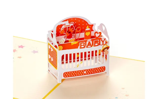 Pop Up-kort - Babykort Med Gul Tremmeseng