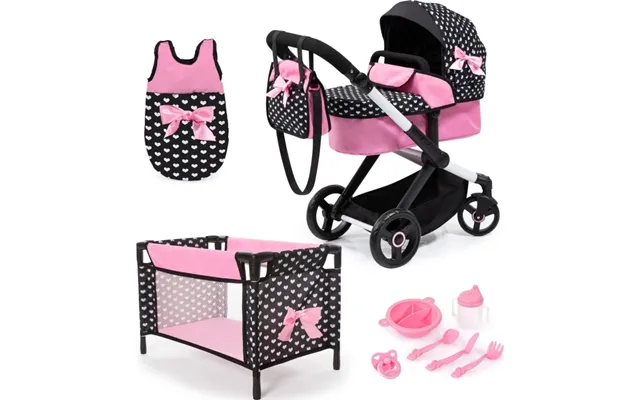 Bayer Design Kombi Dukkevogn Xeo Deluxe Sæt - Sort Pink