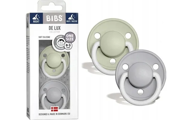 Bibs De Lux Sut One Size 2-pak Sage Night & Cloud Night Silikone