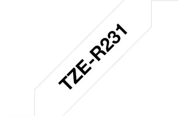 Brother Tze-r231 Gavebånd 12mm X 4m - Sort På Hvid Satinbånd