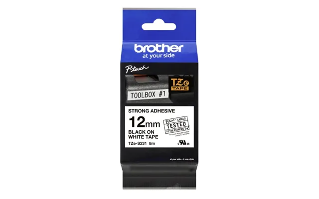 Brother Tze-s231 Labeltape - Sort På Hvid 12mm X 8m