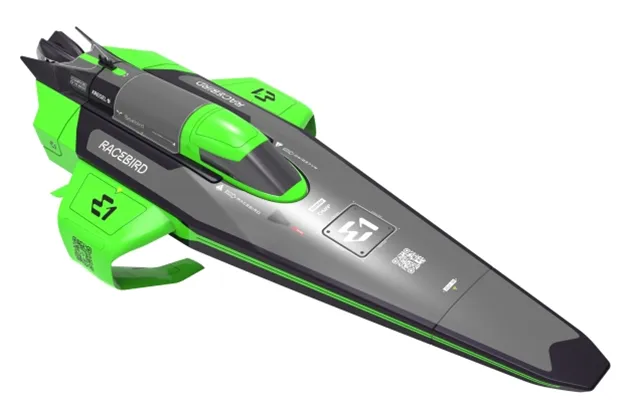 E1 Racebird Lite Rc Hydrofoil Fjernstyret Båd 2.4ghz Rtr - Grøn