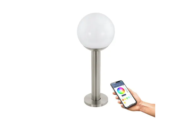Eglo Connect-z Nisia-z Udendørs Stander I Rustfrit Stål Med Hvid Kugle