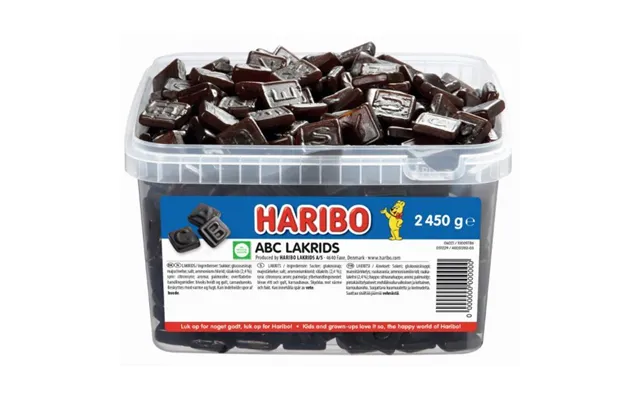 Haribo Abc Lakrids 2,45 Kg I Plastbøtte