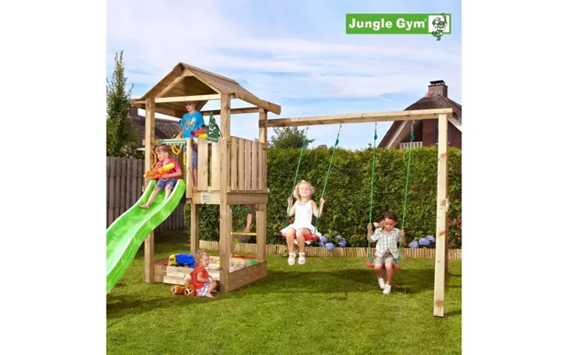 Jungle Gym House Legetårn Komplet Inkl. Swing Module Xtra Og Rutschebane 804-312nsx