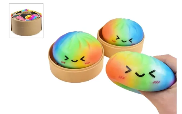 Kawaii Rainbow Foam Dumplings 1pcs 8,5cm In Steamer Basket