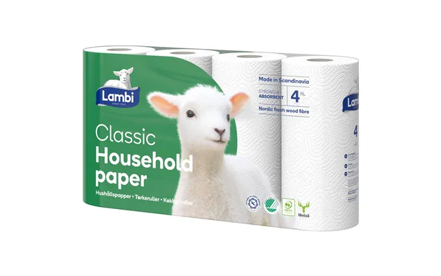Køkkenrulle Lambi 2-lags Hvid - 5 Pakker X 4 Ruller