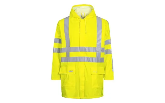Lyngsøe Regnjakke M - Hi-vis Gul, Vind & Vandtæt, Fast Hætte M Snøre, Lr55