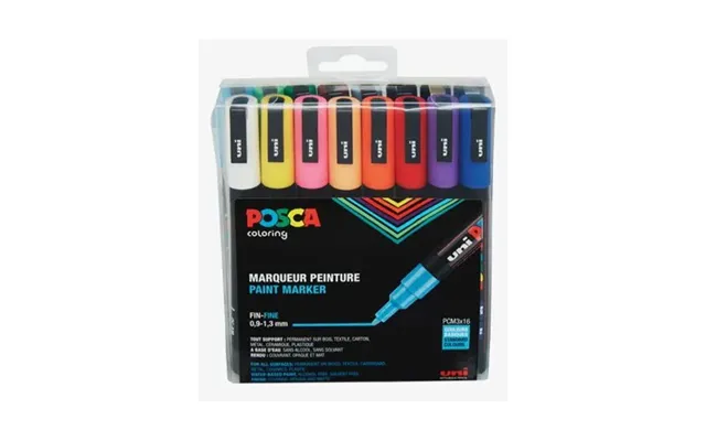 Paintmarker Posca Pc-3m - Med 16 Stk. Ass. Farver