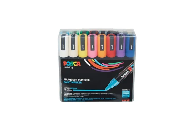 Paintmarker Posca Pc-5m - Med 16 Stk. Ass. Farver