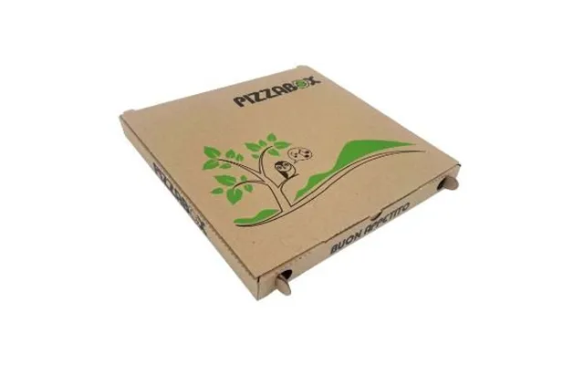Pizzaæske Twk 242 E Model C L32xb32xh3 Cm Brun Med Tryk Pizzabox - 100 Stk