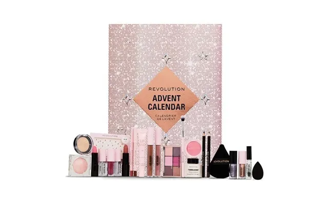 Revolution Beauty 24piece Holiday Beauty Advent Calendar Makeup Gift Set With Lip Gloss Nourishing Lip Masks Brushes Bro