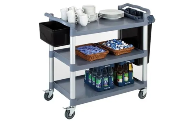 Rullebord Serveringsvogn 108x50x96 Cm Med 3 Hylder Affaldsspande Medfølger Ikke