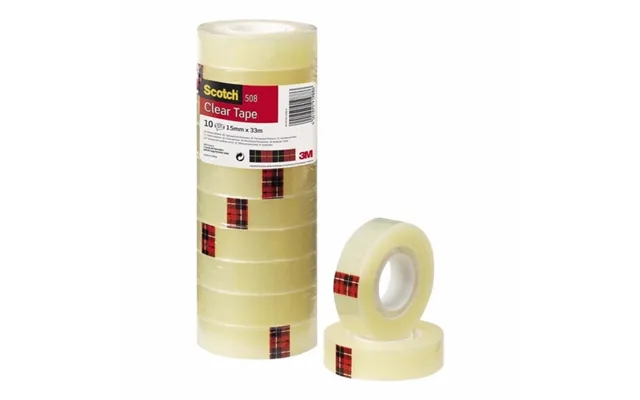 Tape Scotch 508 Transparent 15mm X 33m - 33 Meter Pr. Rulle X 10 Ruller