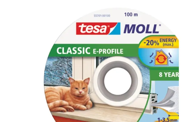 Tesa Gummitætning 9 Mm Profil E - Hvid