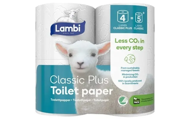 Toiletpapir Lambi Classic Plus 3-lags L25.5m Hvid - 7 Pakker X 4 Ruller