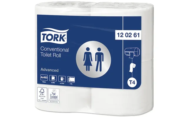 Toiletpapir Tork T4 Advanced 2-lags Hvid - 6 Pakker X 4 Ruller Pr