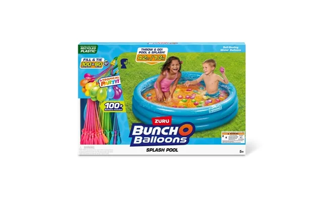 Zuru Bunch O Balloons Splash Pool Med Tropisk Fest - Over 100 Selvtætnende Vandballoner Til Hurtig Fyldning