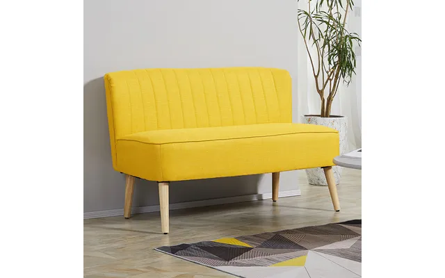 2-personers Stofsofa Polstret Sofa Siddemøbler Loungesofa Træskum Gul 117 X 56,5 X 77 Cm