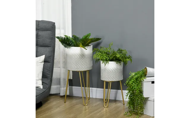 Blomsterpotter Sæt Med 2 Plantestativer Plantekasseramme Til Stue Og Balkon Lavet Af Metal - Moderne Design