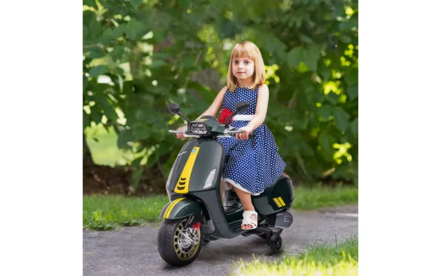 Børne Elmotorcykel 6v Med Mp3 Usb Fm Radio Led Forlygte Støttehjul 3 Km T Til Børn 3-6 År Mørkegrøn