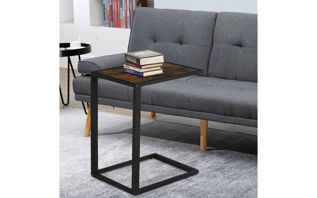 C-formet Sidebord Sofabord Ståbord Metal Mdf Rustik Brun 40,6 X 50,8 X 64,2 Cm Til Stue