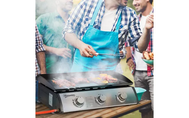 Gasgrill 10000btu 2,5 Kw Gasgrill Inklusive 3 Brændere I Rustfrit Stål - Trykreducer