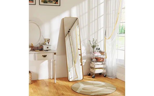 Helfigursspejl 160 X 40 Cm Konisk Stående Spejl Med Metalramme Og Splintsikkert Glas - Vægspejl Til Stående