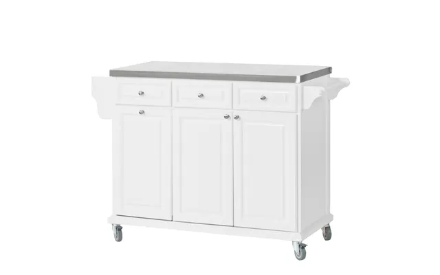 Køkkenø På Hjul, Køkkenvogn Med Skuffer, Hvid 133x48,5x95 - Køkkenudstyr