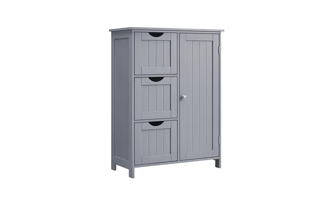 Kommode Med Skab Og 3 Skuffer - Grå 60 X 30 X 80 Cm