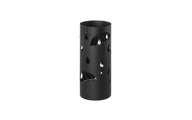 Paraplystativ Med Kroge Og Drypbakke - Sort Paraplyholder