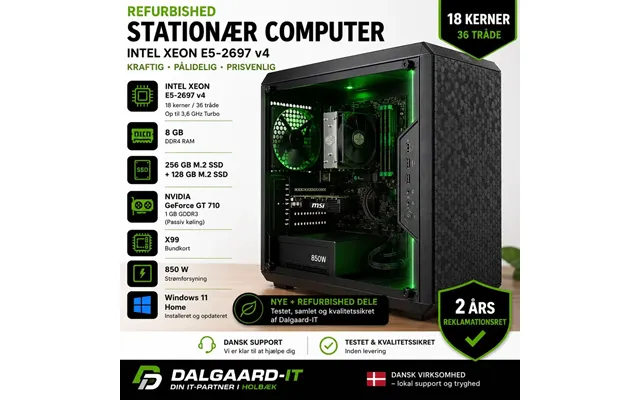 Refurbished Xeon E5-2697 V4 Stationær Computer 18 Kerner